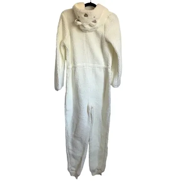 NWT Aerie Teddy Bear Sherpa Onesie Jumpsuit in Cream - Picture 2 of 9